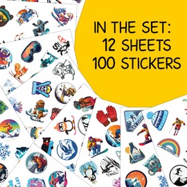 100pcs Skiing Stickers - Snowboarding, Ski Stickers for Helmet Waterproof Decals for Water Bottles Laptop Luggage Computer Scrapbooking Teens Adults Girls