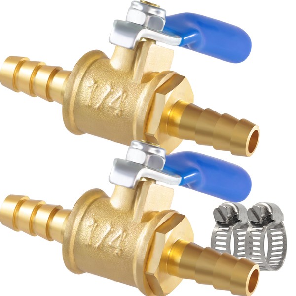 MSAEIQUN 2PCS 1/4 Inch Brass Ball Valve Shut Off Switch,