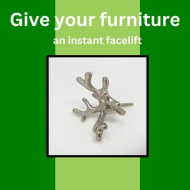 Coral Metal Knob Drawer Pull in Gold Bronze Copper Silver Black (Hook, Silver)