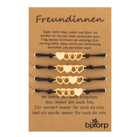 Bixorp Friendship Bracelet for 2/3/4 with Heart Pendants - BFF Bracelet for Girls & Women - Ideal Birthday Gift for Best Friend, Stone