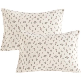 NTBAY 2 Pack 100% Natural Jersey Cotton Toddler Pillowcases, Super Soft and Breathable Thick Fabric Travel Pillow Cases with Envelope Closure for Nursery, 13x18 Inches, Pink and Ivory Floral