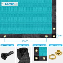 Patio 2' x 18' Privacy Fence Turquoise Green Fence Privacy Screen Outdoor Fence Cover Heavy Duty Decorative Fence Screen for Garden Patio Outside with Brass Grommets