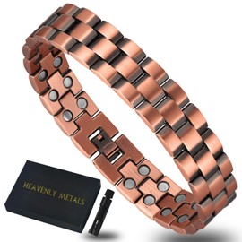 Heavenly Metals Men's Pure Copper Bracelet – ChronoBand Style – 3X Strong Neodymium Magnets – Solid Copper Magnetic Jewelry – Adjustable Fit, Gift Box & Sizing Tool – USA Brand