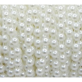 Pearl Garland Pearl Ribbon White 1 Roll 22 m, Garland with 8 mm Wax Beads, Table Runner, Decorative Ribbon, Wedding Table Decoration, Party Decoration Pearl