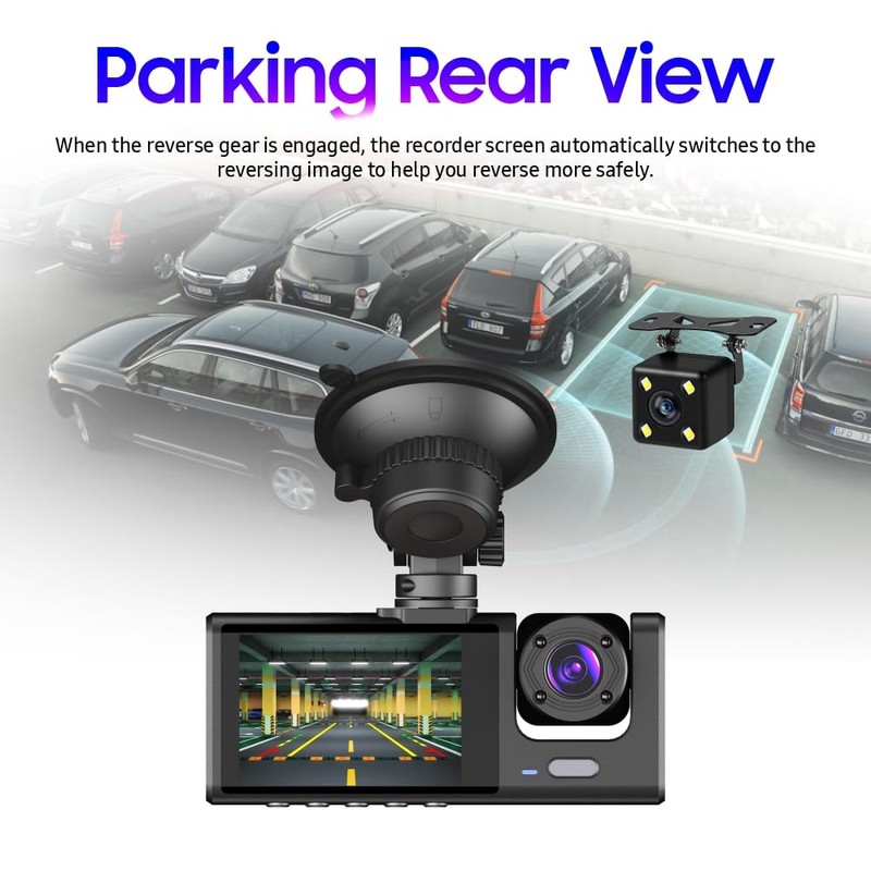 Mr MIP 3-Channel Full HD Dash Cam – 1296p Front,
