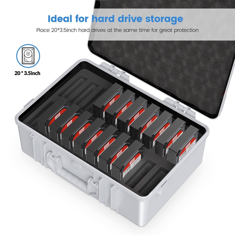 ORICO Hard Drive Case 3.5inch 20-Bay HDD/SSD Multi-Protection Storage Suitcase