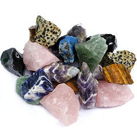 1 lb Bulk Rough Gemstone Rocks 9 Types and Colored Mixed, Premium Natural Raw Crystal Stones & Fountain Rocks for Rock Tumbler, Polishing, Cabbing, Decoration, Wire Wrapping, Wicca & Reiki Healing…