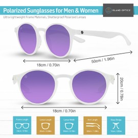 ISLANDOPTICS Capri Polarized Sunglasses (Frosted White, Purple Nova)