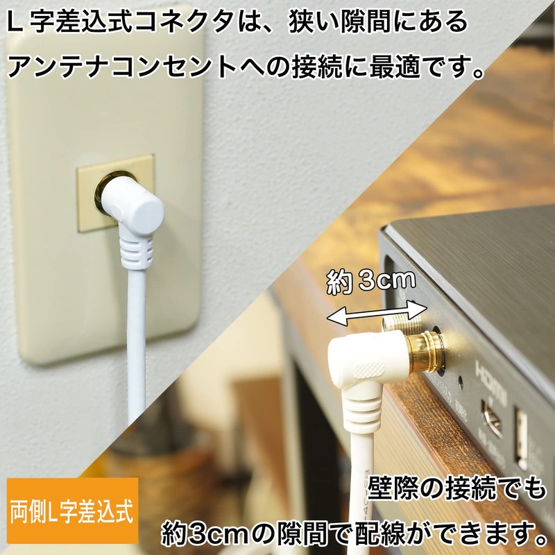 Horic AC 10-612WH Antenna Cable for TVs, 3.3 ft (1