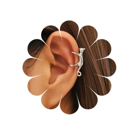 Allereya Climbing Cat Ear Cuff Earrings Cute Cat Clip Earring Silver Helix Ear Clip Cartilage Earring Funny Cat Ear Climber Earrings Jewelry for Women and Girls (Silver)