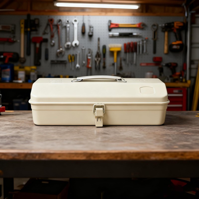 ZXTDBMBB milky white portable metal tool box Hip Roof Style