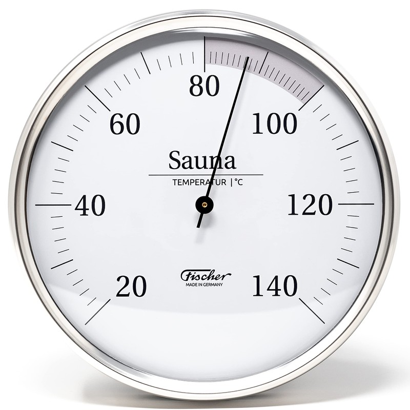 Fischer 198.01 Sauna Thermometer 160 mm Sauna Bimetal Thermometer Stainless