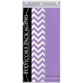 Flexicore Packaging Lilac Purple Gift Wrap Tissue Paper | Size: 15 Inch X 20 Inch | Count: 100 Sheets | Color: Solid Lilac & Chevron