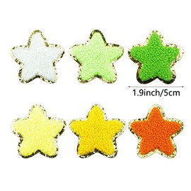 SaktopDeco 12 PCS Star Patches Golden Edges Iron On Patch Chenille Embroidery Fabric Patche Sew On Patch for DIY Hats Bags Clothes