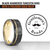 Gentlemen's Bands 8mm Black Hammered Tungsten Men’s Wedding Band With