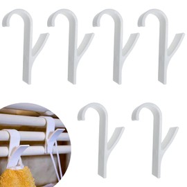 6 Pieces Bath Hook Holder Plastic Heated Towel Rail Radiator Hooks Tubular Bath Hook Holders Crook Grab(White)