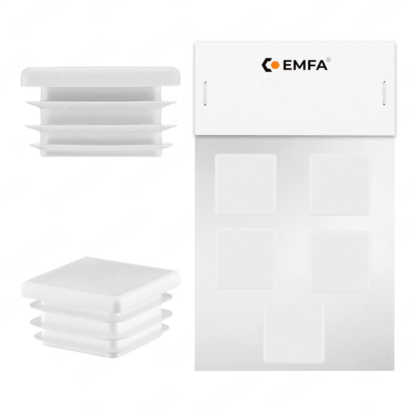 5 pcs. square end cap 25x25 white plastic plug caps