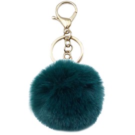 Unpafcxddyig Faux Rabbit Fur Ball Pom Pom Keychain for Car Key Ring Phone Handbag Charm Tote Pendant,dark green