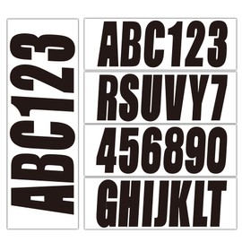 QuickMarine 4 Sets 3" Marine Alpha-Numeric Registration Numbers and Letters Sticker Decal Kits for Boats & Personal Watercraft Solid Black