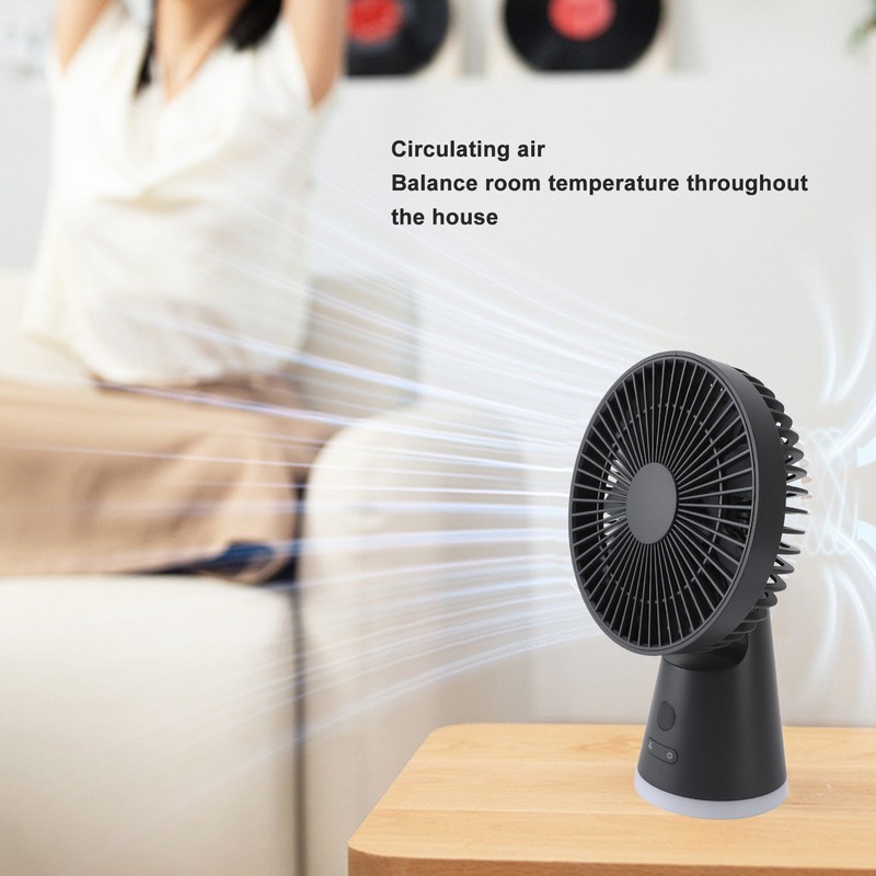 Desktop Fan Portable 5 Speed Power Display Quiet USB Rechargeable