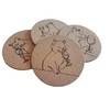 Cork Drink Coasters with Charming Cat Wine Designs, Set of