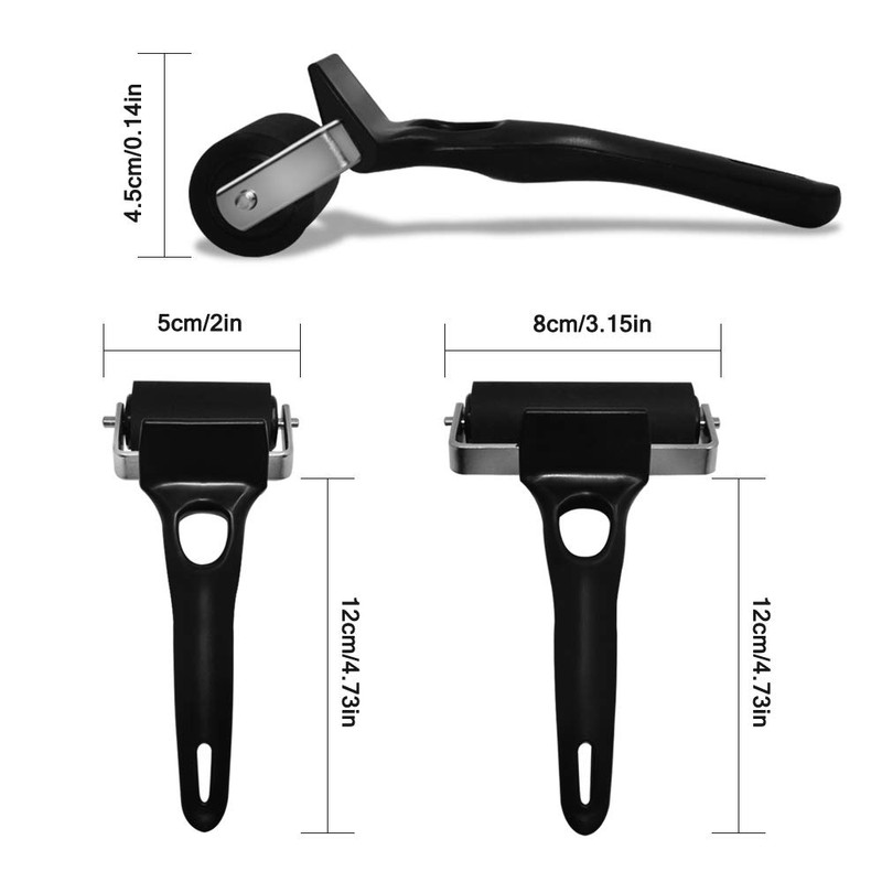 SENHAI ラバーローラーブレーヤー 2個 高耐久 グルーローラー 油絵ツール クラフト/プリント/インク/スタンプ/壁紙/アート/クラフト用 (2インチと3.15インチ)