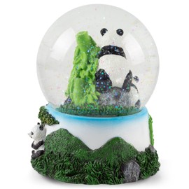Elanze Designs Playful Panda Bears Magical Tabletop Dresser Nightstand Figurine Decoration 100MM Sturdy Glitter Water Wind Up Musical Snow Globe Plays Tune Born Free