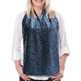 DinerWear Cravaat® Dining Scarf, Adult Bibs for Women, Elderly Assistance Products, Adult Bibs for Men, Elderly Must Haves, Dementia Products for Elderly, 14 x 26 Inches (Navy Dot)