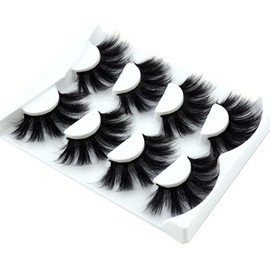 HBZGTLAD NEW 4 Pairs 3D Mink Hair False Eyelashes Criss-cross Wispy Cross Fluffy length 25mm Lashes Extension Handmade Eye Makeup Tools (MDR-5)