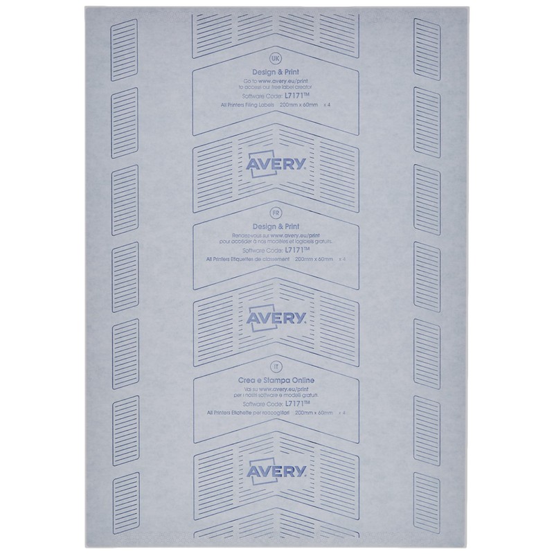 Avery L7171-25 Printable, Customisable Lever Arch File Labels, 4 Labels