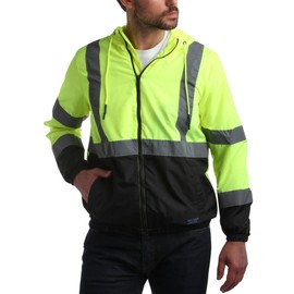 Bass Creek Outfitters Men's Hi Vis Jacket - ANSI Class 3 Safety Rain High Vis Waterproof Reflective Workwear (Sizes: M-XXL), Size XX-Large, Safety Yellow
