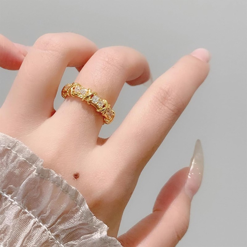 Anillo de Mujer Qwonekou Anillo Ajustable para Mujer con Circonita