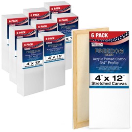 U.S. Art Supply 4 x 12 inch Stretched Canvas 12-Ounce Triple Primed, 48-Pack - Professional Artist Quality White Blank 3/4" Profile, 100% Cotton, Heavy-Weight Gesso - Acrylic Pouring, Oil Painting