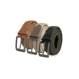 Redbridge Elastic Braided Belt Set of 3 with Metal Clasp - Flexible Fabric Belt in Set of 3, Brown/Beige/Khaki, 105