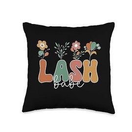Flower Lash Babe Lash Tech & Eyelash Stylist Babe Flower Artist Eyelash Tech Lash Throw Pillow, 16x16, Multicolor