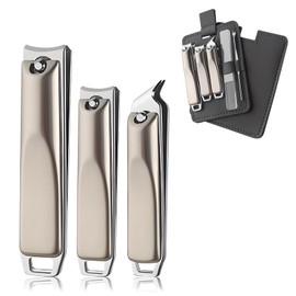 Cloudami Nail Clippers, Large Opening, Set of 5, Thick, Hard, Easily Cut, Nail Clippers for Rolling Toenails, Durable, Just Clamping, Easy Operation, Safe, Adults, Elderly People, Storage Case