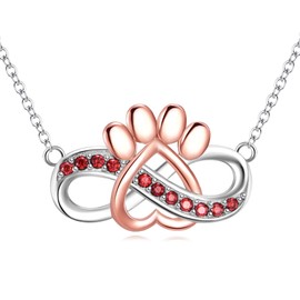 YFN Dog Paw Necklace Sterling Silver Infinity Dog Paw Print Pendant Necklace Dog Paw Jewelry for Women Dog Mom Dog Lovers