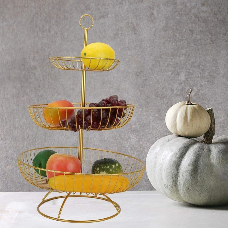 3-Tier Countertop Fruit Basket Bowl Storage Decorative Tabletop Bowl Stand