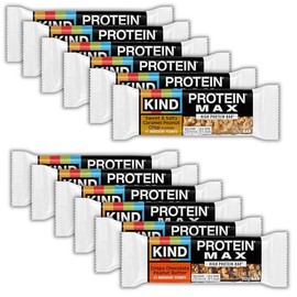 KIND Protein MAX Bars Variety Pack, Gluten Free, Low Sugar, High Fiber Snacks, Sweet & Salty Caramel Peanut Crisp, Crispy Chocolate Peanut Butter, 20g
