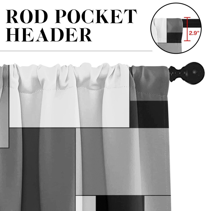 Tayney Black Grey Kitchen Window Curtains Valance and Tier Set,