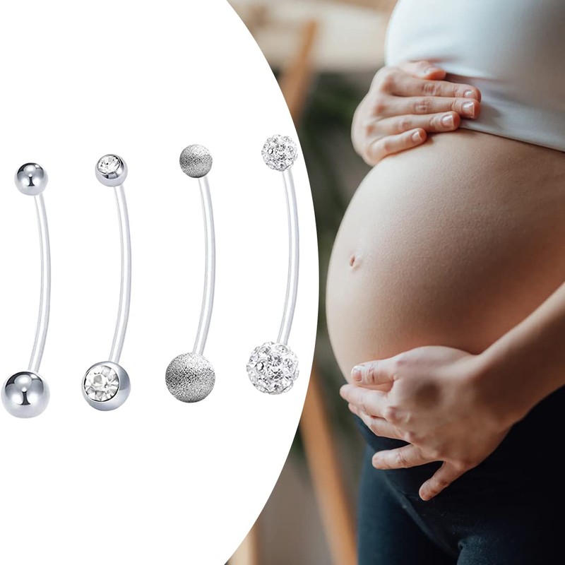 SULIUDAJI Pack of 4 Pregnancy Belly Button Piercing Navel Rings
