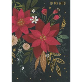 Sellers Publishing RSVP Poinsettias on Dark Background Christmas Card for Wife