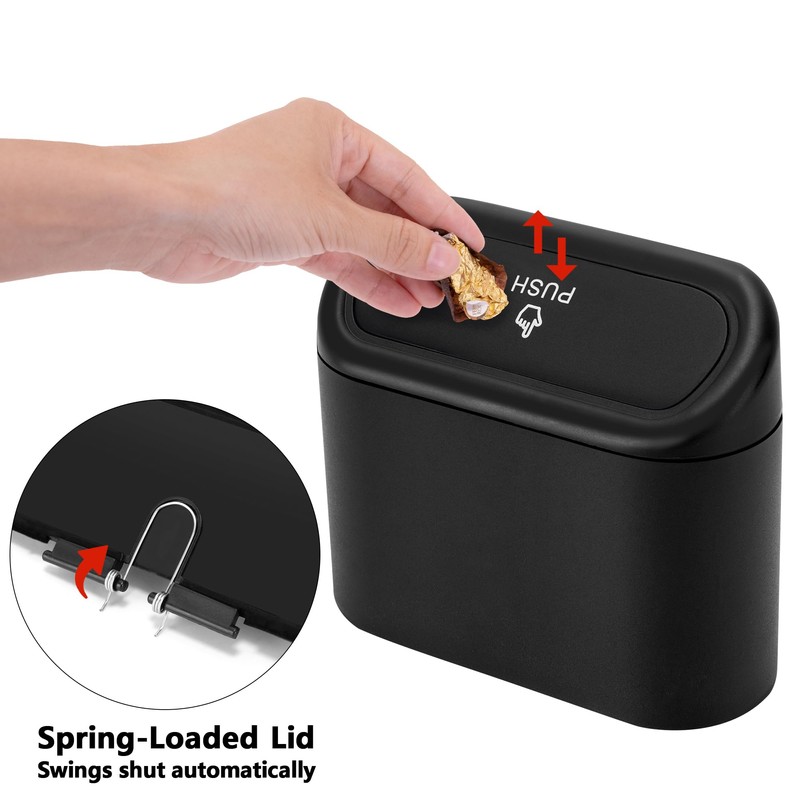 Ginsco 2 Pack Mini Car Trash Can with Lid, Small