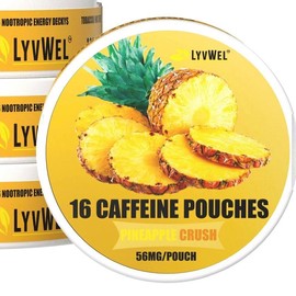 LyvWel Energy Pouches (1 Pack) (56mg fuel/pouch) energy Decky + lip pillow+ pre-workout+caffeine pouches - Flavor: PINEAPPLE (1 CAN)