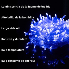 DOSYU Series de Luces Navideñas 10M, 200 Luces LED con Control de 8 efectos, Luces Navideñas para Decoración de Casa, Comercios, Jardines, Bodas, Fiesta. (10M 200LEDs, Azul)