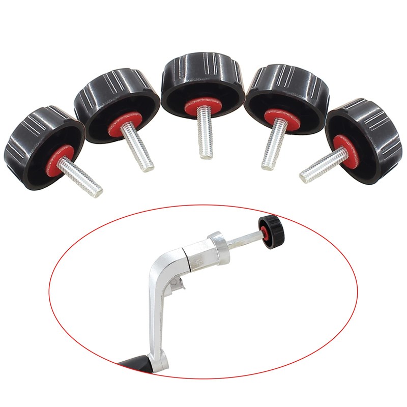Waziaqoc 5pcs Universal Fishing Reel Handle Screw Caps, Black Screws