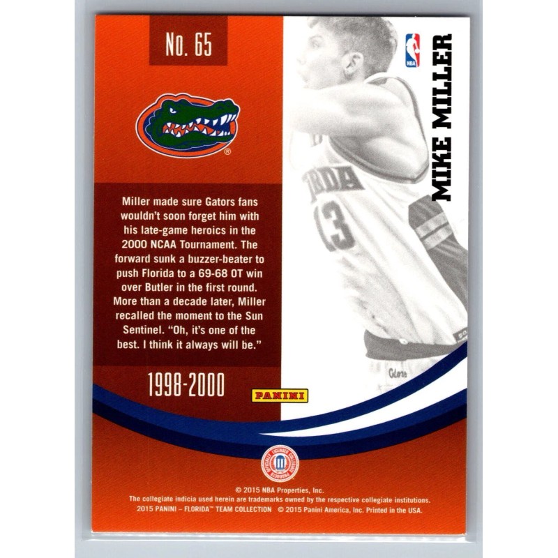 2015 Panini Collegiate Florida Mike Miller #65