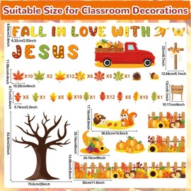 gisgfim Fall Bulletin Board Decorations Fall in Love with Jesus Paper Cutouts Christian Fall Tree Bulletin Board Set for Religious Autumn Thanksgiving Classroom Home Wall Decor Supplies