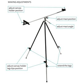 Italian Style Artist Travel Portable Multi use Easel goes Flat for Watercolor Painting, Black Color with Carry case, Watercolor, Oil, Acrylic, Pastel, Strong Lightweight Stainless Steel.