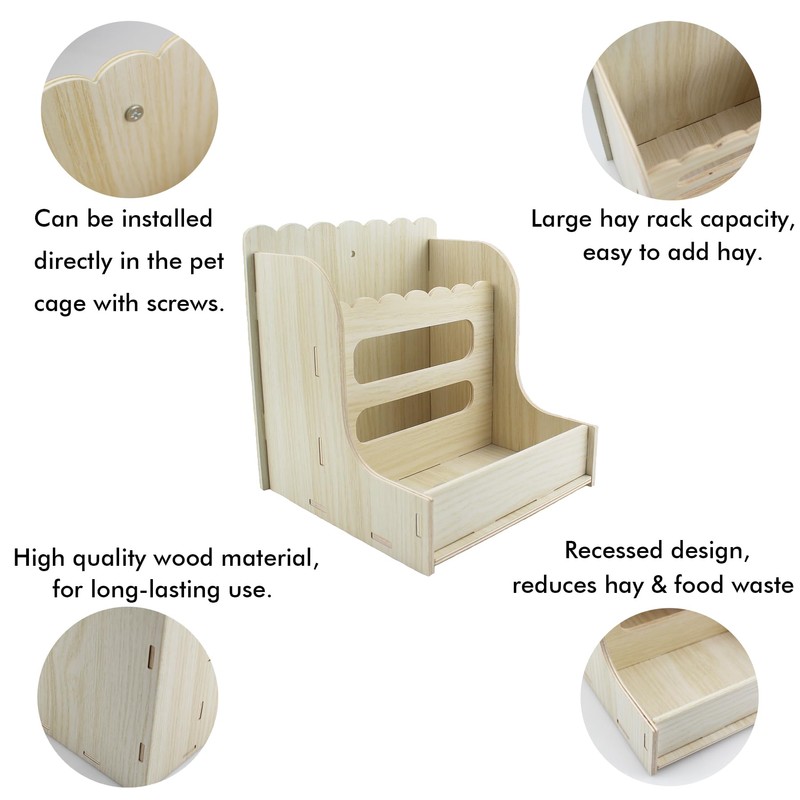 Amonk Wood Guinea Pig Hay Feeder for Cage 7x7x8in Including